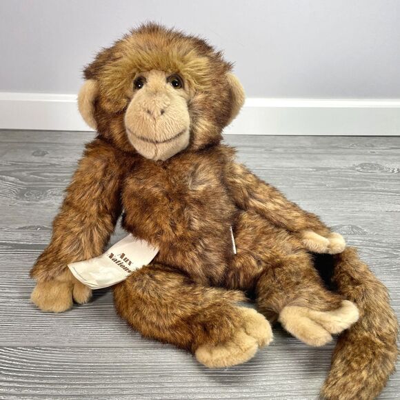 Vintage Aux Nation Chimpanzee Monkey Plush Realistic Stuffed Animal NEW w/ Tags